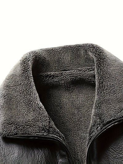 Elegant Fleece-Lined Leather Jacket