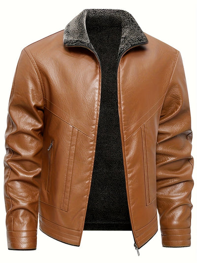 Elegant Fleece-Lined Leather Jacket