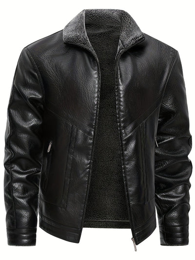 Elegant Fleece-Lined Leather Jacket