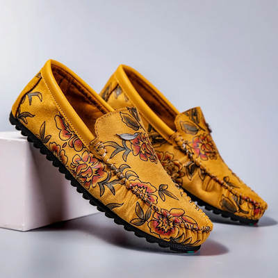 Floral Leather Loafers