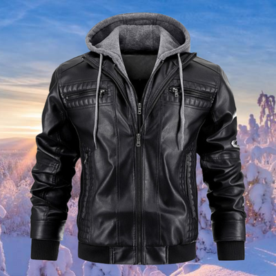 Casual Hooded Leather Jacket