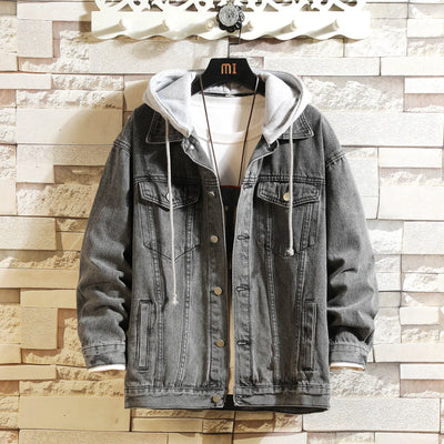 Elegant Hooded Denim Jacket