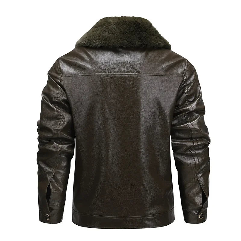 Thickened Fleece Leather Jacket
