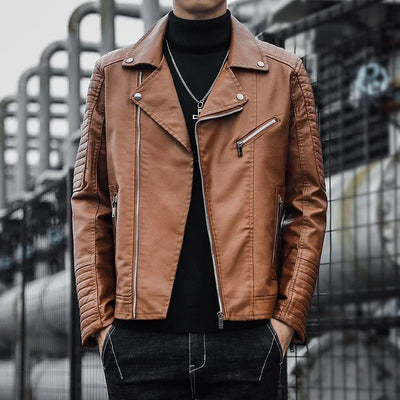 Elegant Zip Leather Jacket