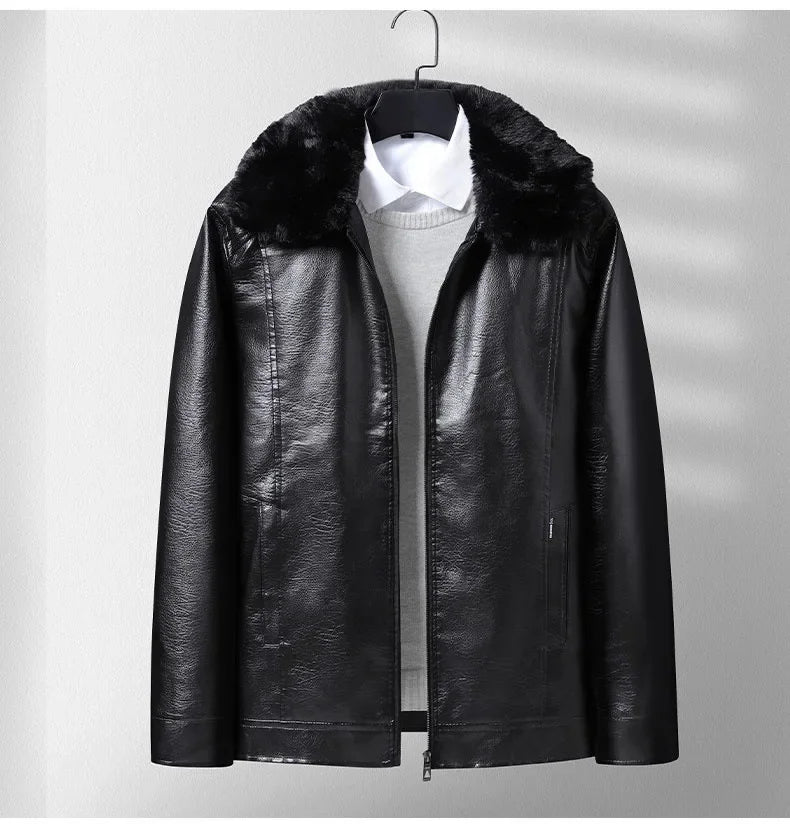 Thickened Fleece Leather Jacket