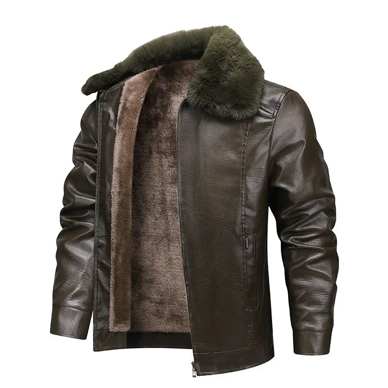 Thickened Fleece Leather Jacket