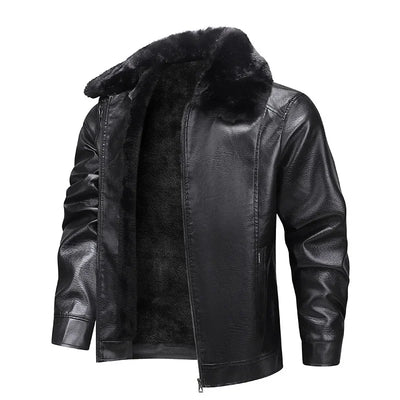 Thickened Fleece Leather Jacket