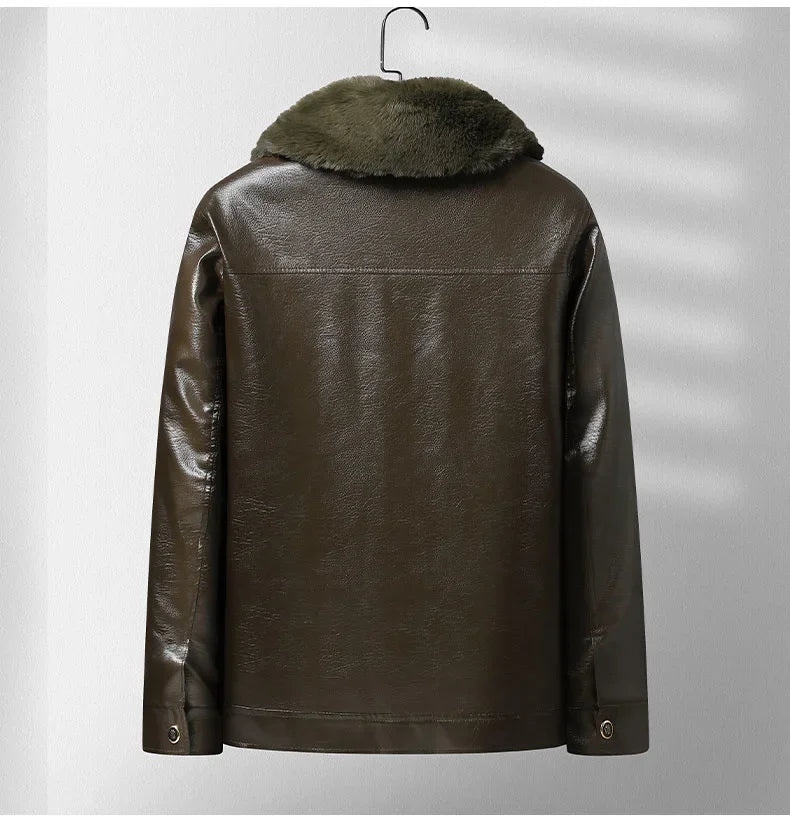 Thickened Fleece Leather Jacket