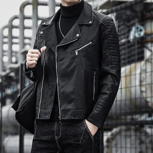 Elegant Zip Leather Jacket