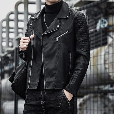 Elegant Zip Leather Jacket