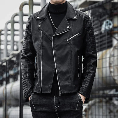 Elegant Zip Leather Jacket