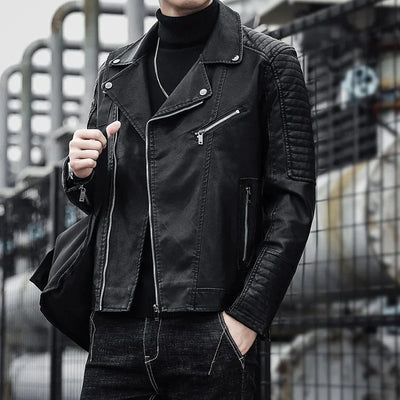 Elegant Zip Leather Jacket