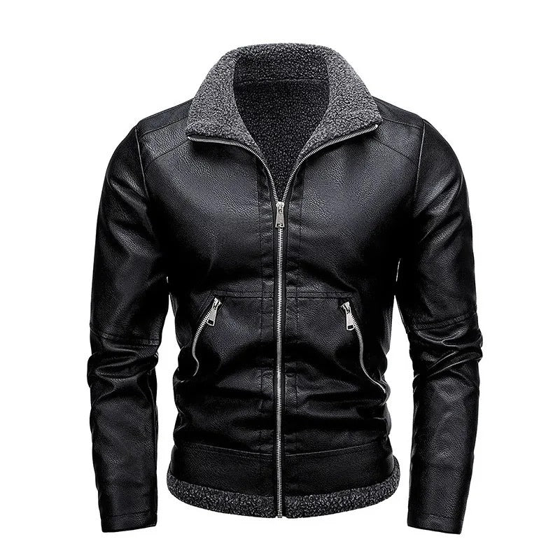 Elegant Fleece Leather Jacket