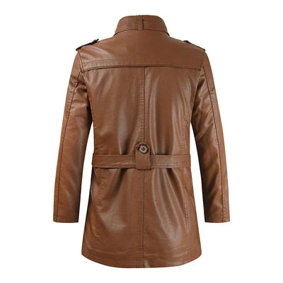 Elegant Long Leather Biker Jacket