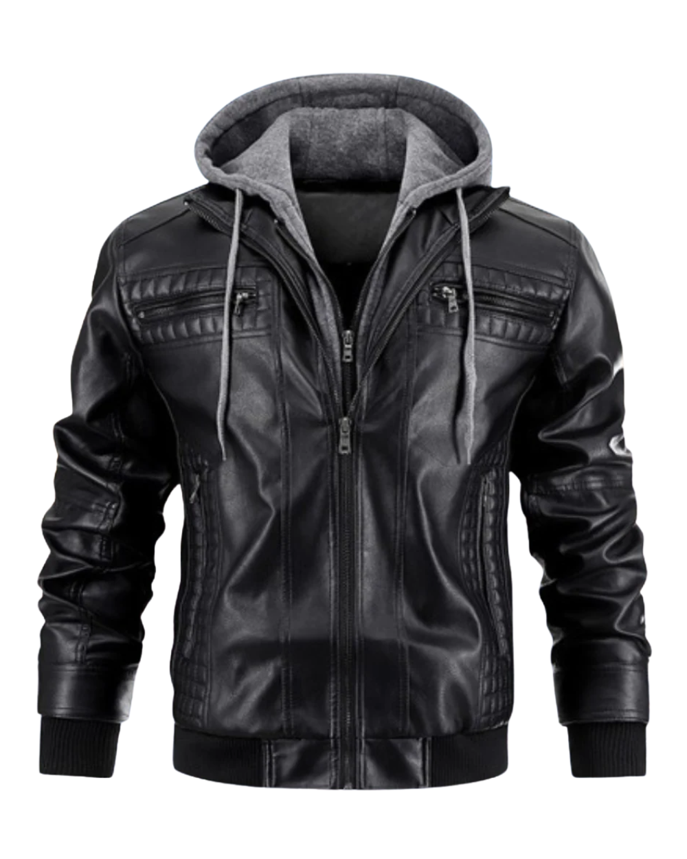 Casual Hooded Leather Jacket