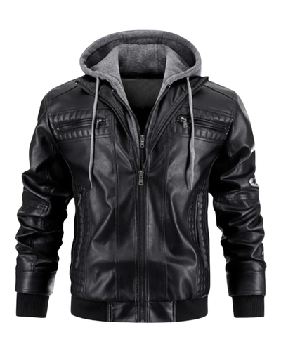 Casual Hooded Leather Jacket