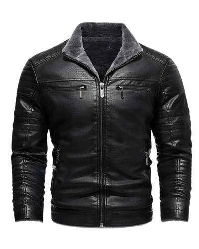 Retro Fleece Lined Leather Jacket